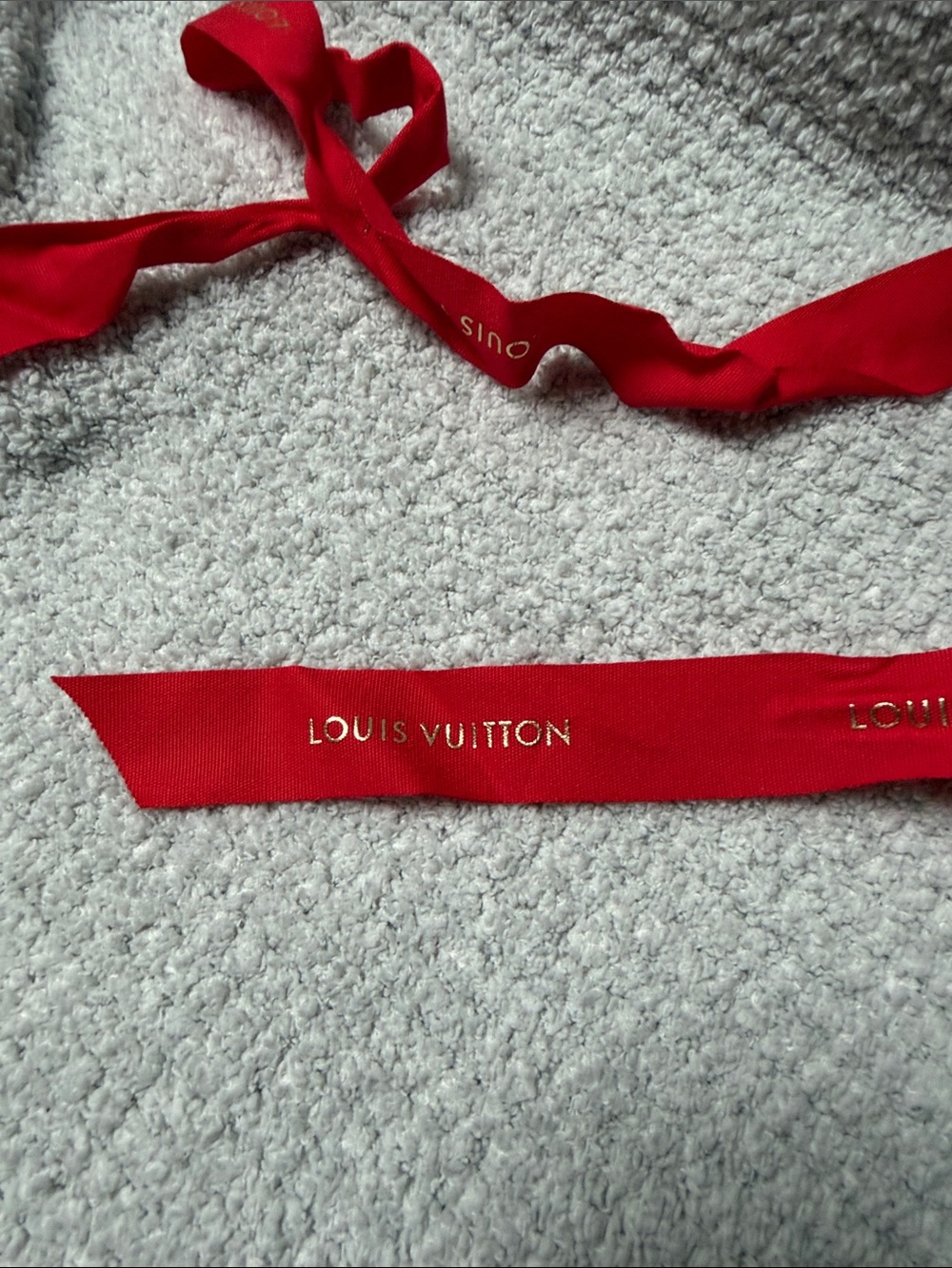 Louis Vuitton Red Ribbon with Gold Foil Logo